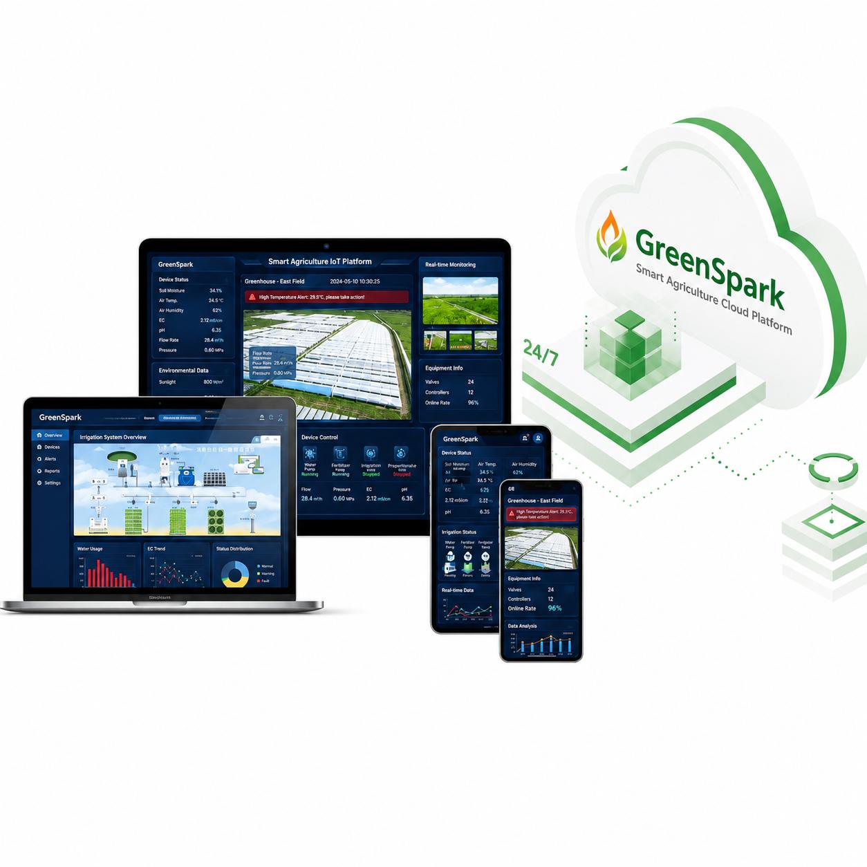 GreenSpark GreenSpark cloud platform dashboard on laptop, tablet and mobile